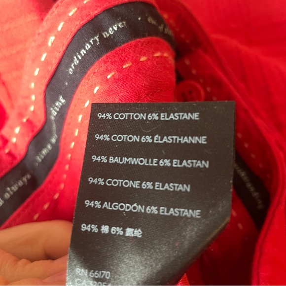 Anthropologie Essential Slim Jacquard Ankle Pants Trousers Red Size 6 - Picture 13 of 15